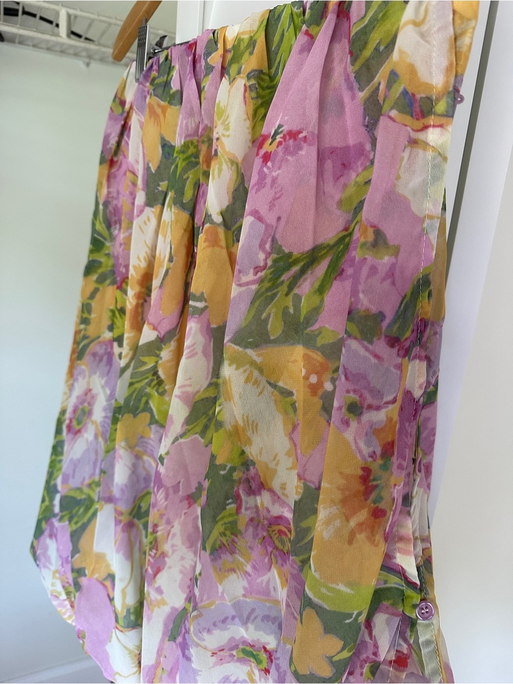 Floral Pink and Yellow Maxi Dress with Green Accents - Picture 5 of 8